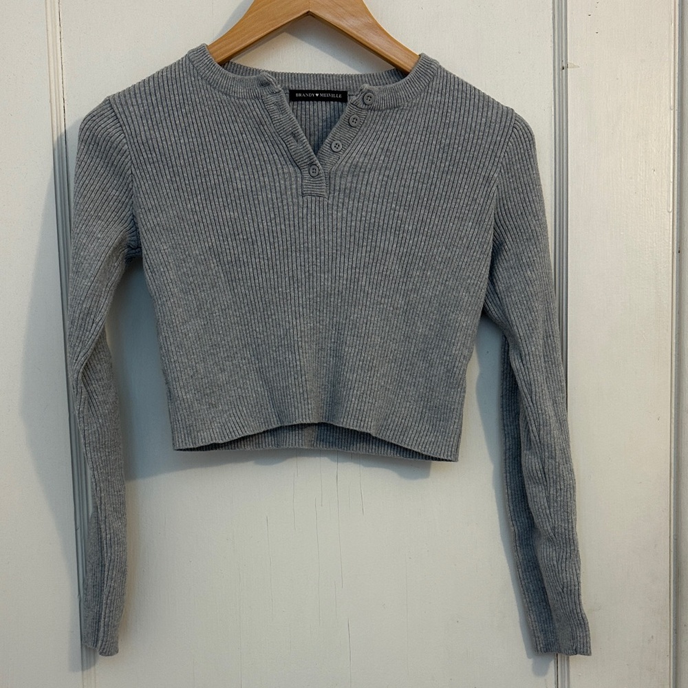 Brandy Melville Gray Ribbed Crop Top